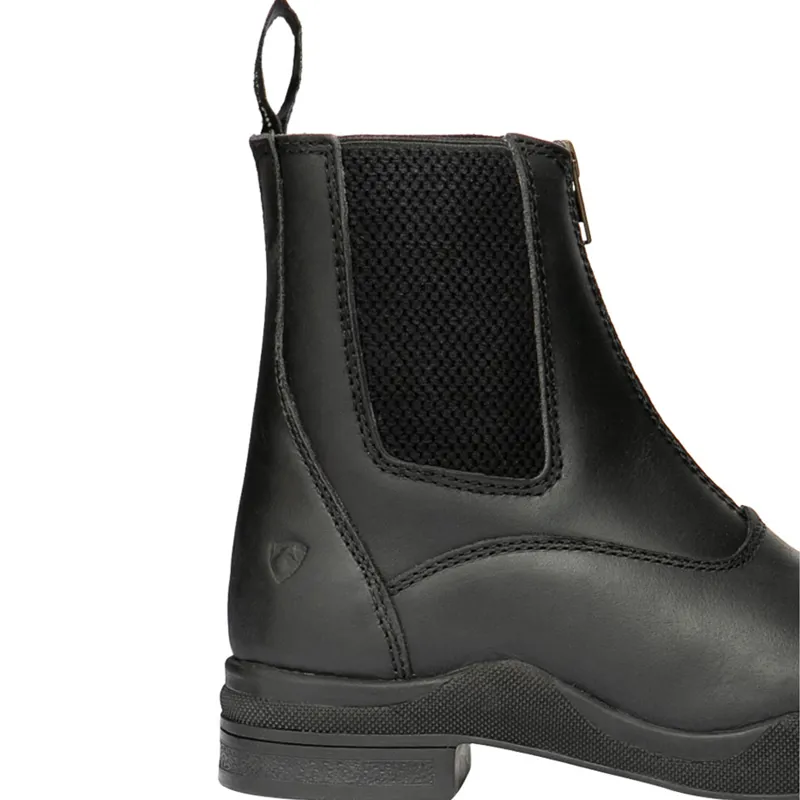 Hy Fleece Lined Wax Leather Zip Jodhpur Boots - Black-2